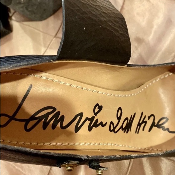 Lanvin RARE Black Snakeskin Maryjane Platform 8.5 womens Heel w/ Gold buckle - Picture 6 of 10